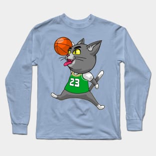 Basketball Cat grey Long Sleeve T-Shirt